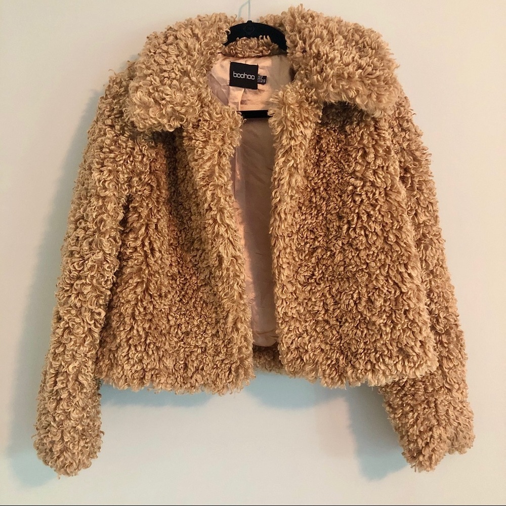 Boohoo Teddy Faux Fur Cropped Jacket